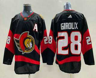 Mens Ottawa Senators #28 Claude Giroux Black 2022 Reverse Retro Authentic Jersey->ottawa senators->NHL Jersey